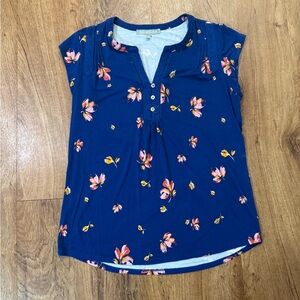 Daniel Rainn Women’s Small S Beautiful Blue and Pink Floral Blouse Top Flowing